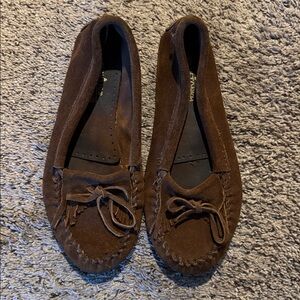 Minnetonka Dark Brown Suede Moccasins